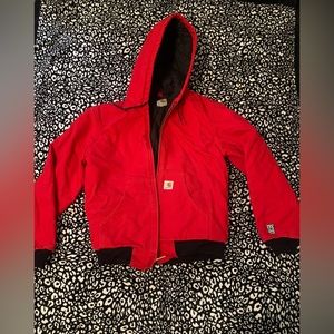 Red women’s work Carhartt jacket. Size small.